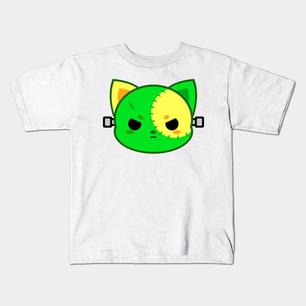 Cute Frankenstein Cat Kids T-Shirt by alien3287